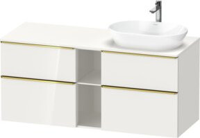 Duravit Waschtischunterschrank D-Neo in Weiß Hochglanz mit Schubladen und offenen Fächern, Breite: 140 cm, Tiefe: 55 cm, Höhe: 66,4 cm - Bild 1
