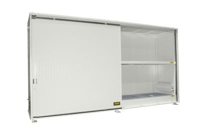 Isolierter Regalcontainer BAUER CEH 59-2 aus Stahl mit Schiebetor in Weiß, B/T/H: 644,0 x 155,0 x 303,0 cm - Bild 1