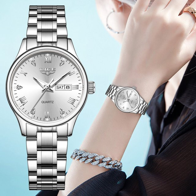 LIGE Armbanduhr Edelstahl, Quarz, Diamant, Damen - Bild 1
