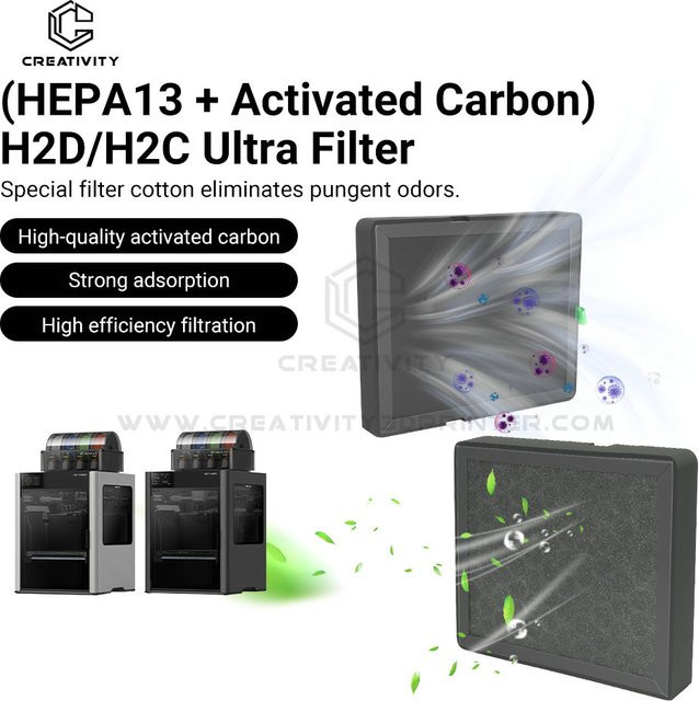 Bambu Lab Air Filter Ultra Ersatzfilter mit HEPA 13 und Aktivkohle für 3D-Drucker der H2D/H2C-Serie in Schwarz - Bild 1
