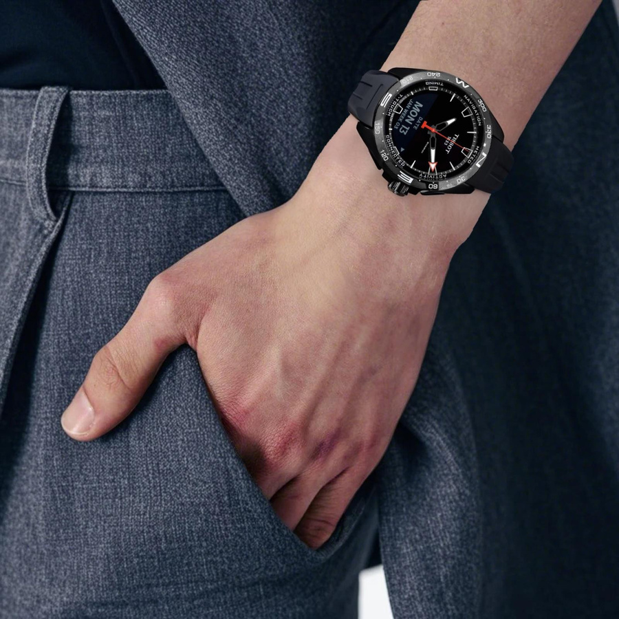 Tissot Hybrid-Smartwatch, Solar, Titan, Schwarz, Kautschukarmband, Herren - Bild 2