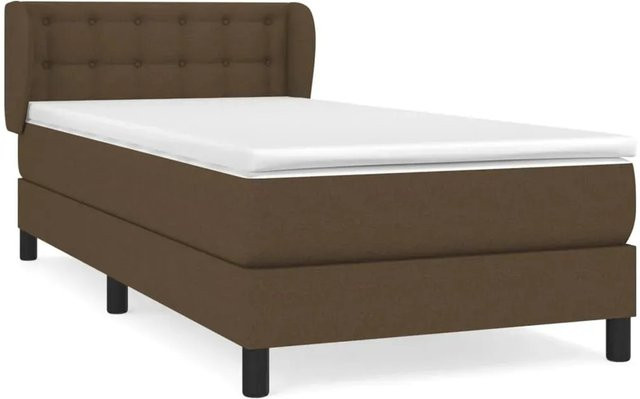 vidaXL Boxspringbett mit Matratze in Braun aus Stoff und Lärchenholz, B/T/H: 80 x 200 x 78 cm - Bild 1