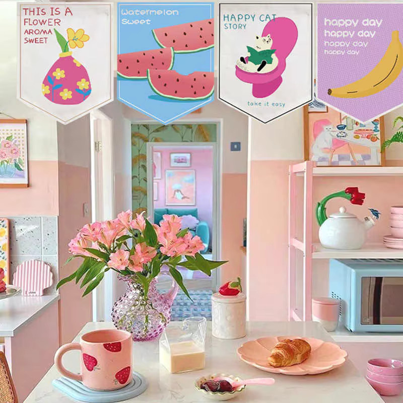 VIKAMA Türvorhang mit Klettverschluss im orientalischen Tintenlotus-Design, Farbe: Weiß, Transparent, Floral - Bild 1