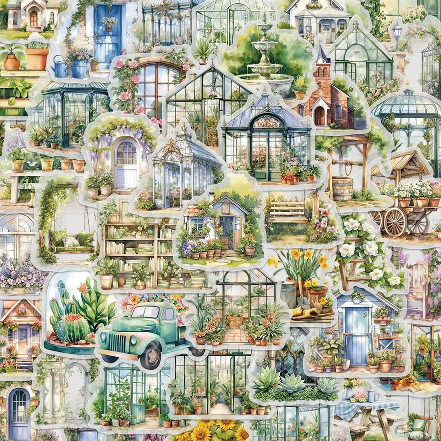 Rspctou Transparent Cartoon Garten Cottage Ästhetische Aufkleber, 10/30/50 stücke - Bild 1