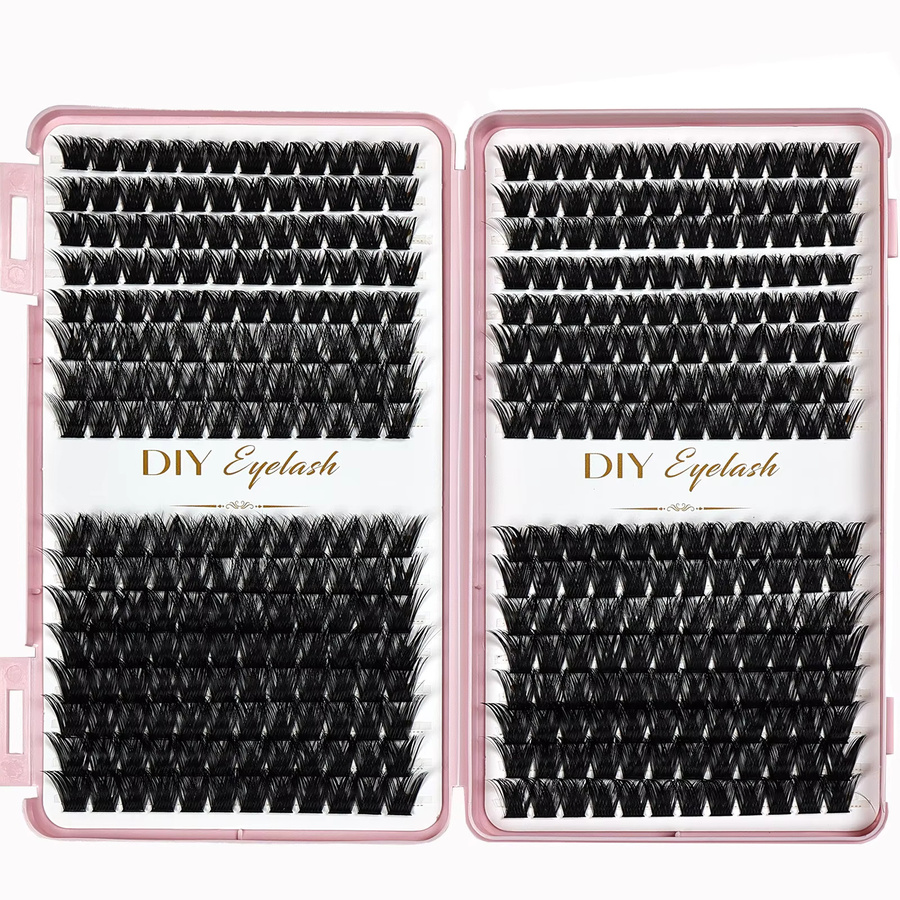 JIEFUXIN Einzelwimpern Cluster-Wimpern Set, 384 Stück, Black, Unisex - Bild 5
