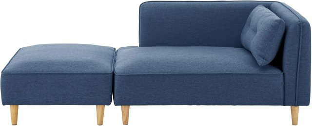 Bessagi Home Sofa Fanny L-Form in Blau mit Leinenoptik, Hocker und Dekokissen - Bild 1