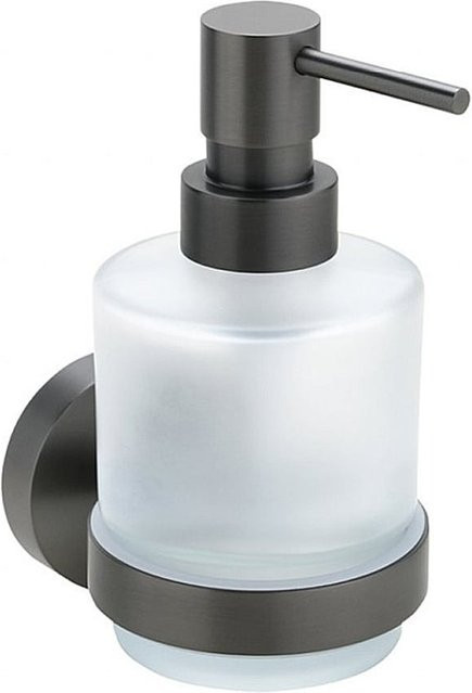 Brillantbad BAPHIT Seifenspender MINI Wandmontage aus Messing in Grau matt mit Milchglas, B/T/H: 7,5 x 14,5 x 10 cm, 200 ml - Bild 1