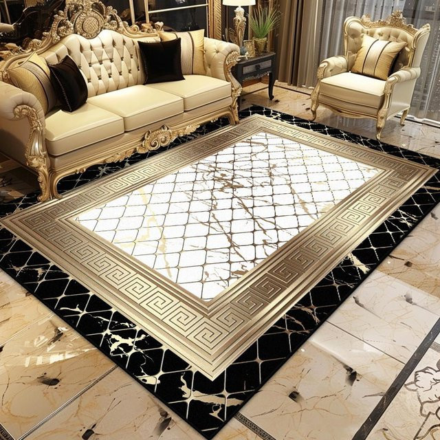 Karpetti Luxusteppich Gold mit Streifen, weich und rutschfest, B/T: 160 x 230 cm - Bild 1