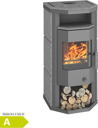 Wamsler Thyra Naturstein Kaminofen aus Holz mit 6 kW Leistung in Schwarz und Grau