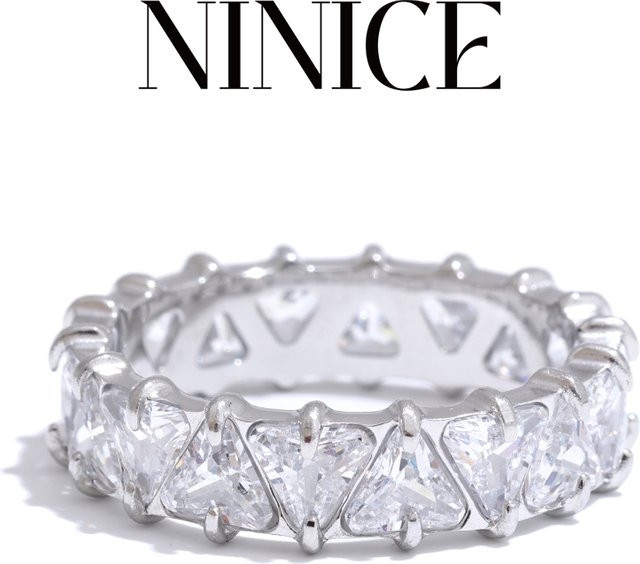 NiNice Ring Damen, Edelstahl, Zirkonia, Silber - Bild 1