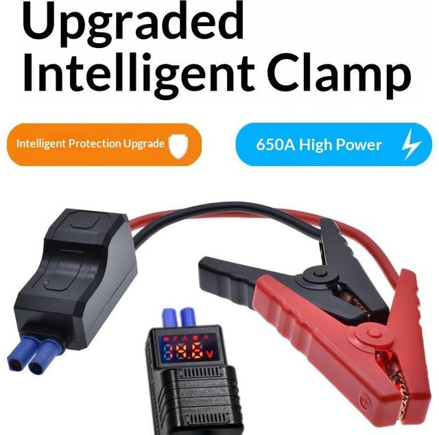 Breaki Intelligenter Klemmen-Booster 650A 12V mit EC5-Stecker und Anti-Rückwärtsanschluss, Schwarz - Bild 1