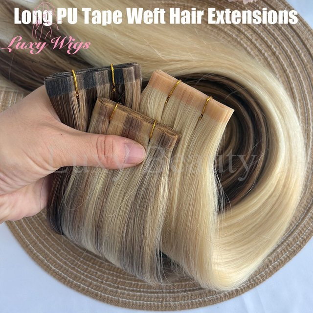 Luxy Beauty Haarverlängerung aus Echthaar, Balayage-Blond, PU-Band - Bild 1