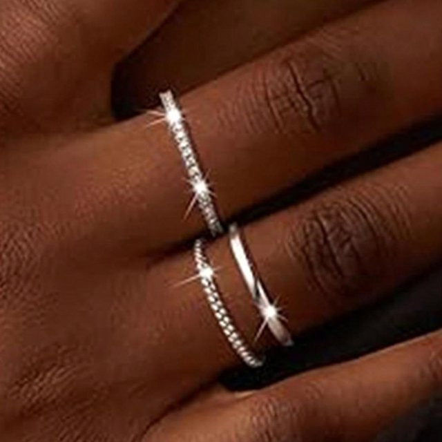 Bamos Ringe Set, Messing, Gold, Zirkonia, Damen - Bild 1