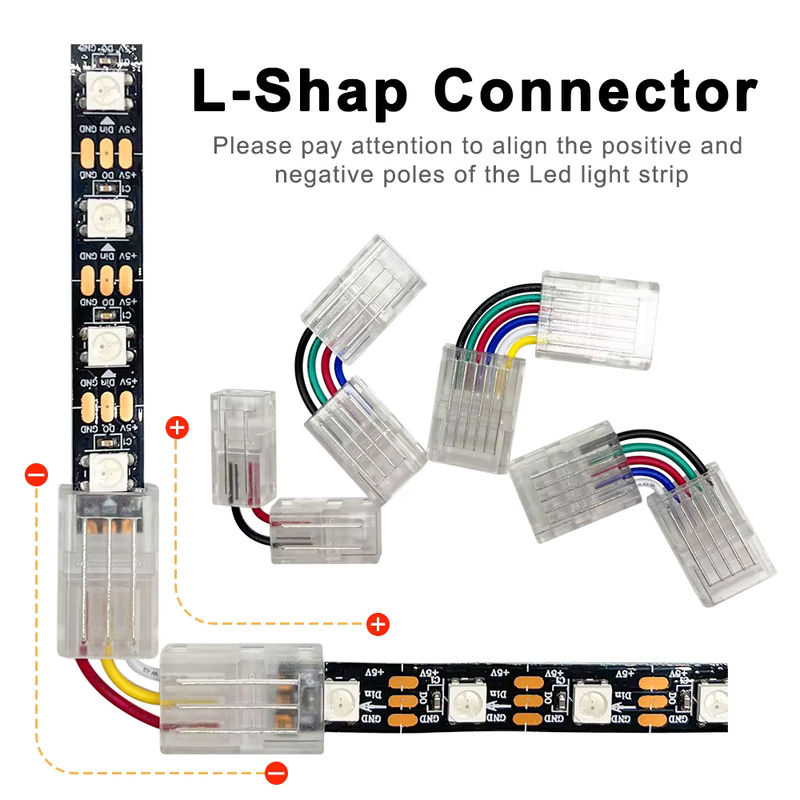 FUNZENXIN L-Form LED Streifen Stecker Transparent für WS2812 WS2815 COB Streifen, Breite: 8 mm bis 12 mm - Bild 3