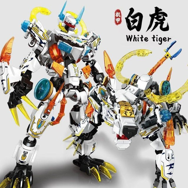 Linyi toy Transformierbare Mechanische Maschine Bausteine Weiß - Bild 1