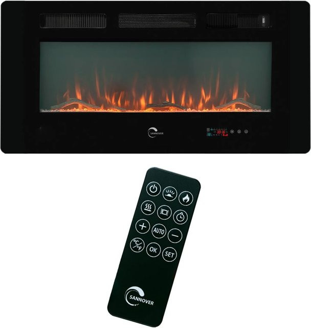 Sannover Elektrokamin Valtaia Plat mit LED-Flammeneffekt in Schwarz, Breite: 102 cm, 2000 W - Bild 1