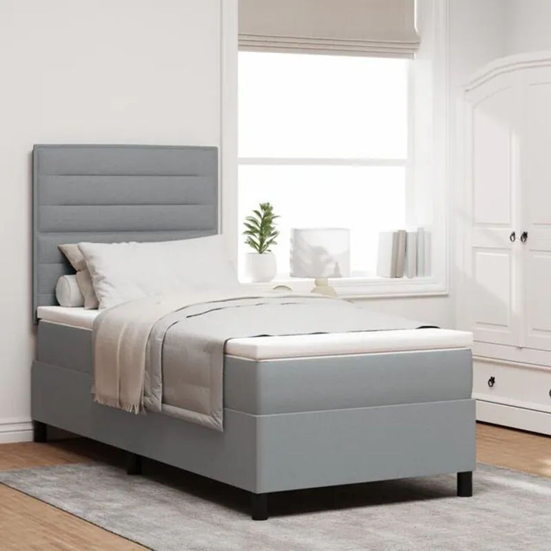 Modernes Boxspringbett mit Matratze von vidaXL in Grau aus Stoff, B/T: 100 x 200 cm - Bild 1