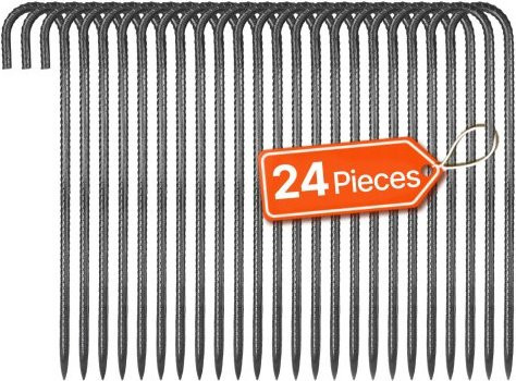 VEVOR Bodenanker J-Typ aus verzinktem Stahl, 24er-Pack, Durchmesser: 10 mm, Höhe: 40,64 cm - Bild 1