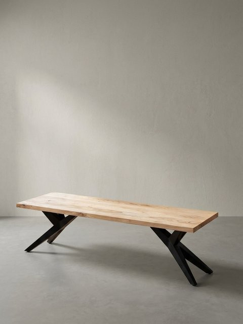 KADIMA DESIGN Esszimmerbank aus Akazie Massivholz und Metall im Loft-Stil, braun, B/T/H: 175 x 45 x 45 cm - Bild 1