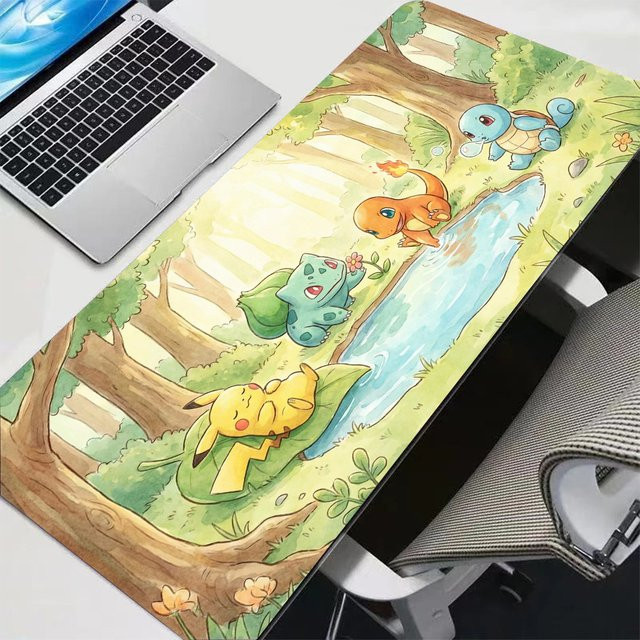 Bandai Pikachu XXL Gaming-Mauspad in Multicolour, große Anime-Pokémon Schreibtischunterlage mit rutschfester Gummibasis für E-Sport-Gamer - Bild 1