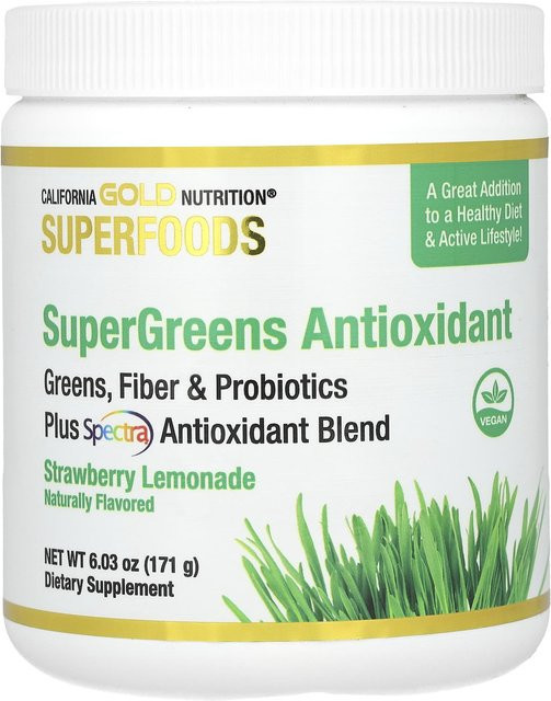California Gold Nutrition Super Green Gemüse-Antioxidantien Erdbeer-Zitronen-Geschmack 171 g - Bild 1