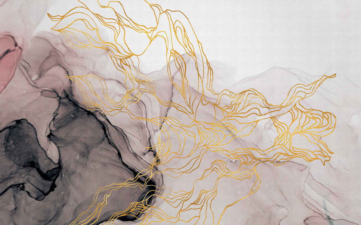 Coordonne Mural Aurora Borealis Wandbild in Nude mit abstraktem Design in Beige, Gold und Multicolour - Bild 1