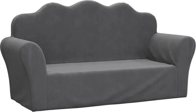 vidaXL Kindersofa 2-Sitzer aus weichem Plüsch in Anthrazit, B/T/H: 94 x 48 x 34 cm - Bild 1