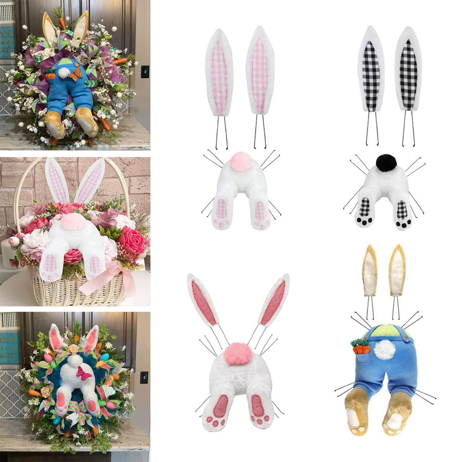 Kesoto Osterhase Wandbehang mit Kranz in Pink - Bild 3