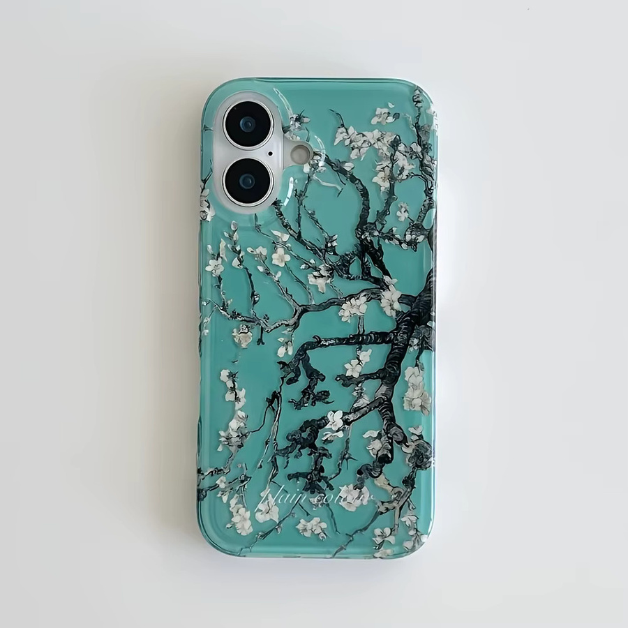 Stoßfeste Handyhülle mit weißem Pfirsichblüten-Design für iPhone 11 bis iPhone 17 Pro Max und weitere Modelle - Bild 2
