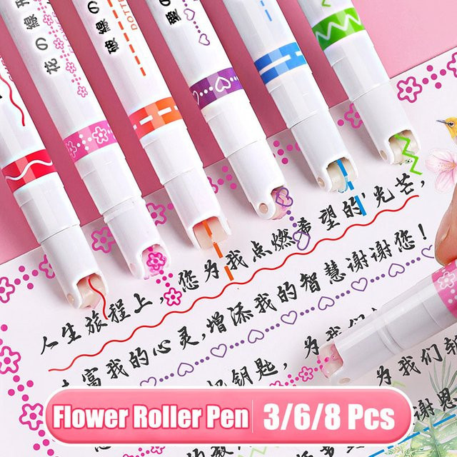 Kawaii Textmarker Set mit Blumenform für Schule und Büro, Mehrfarbig - Bild 1
