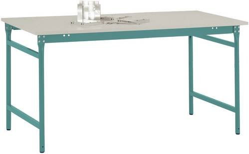 Manuflex Beistelltisch BASIS BB3081.5021 stationär mit Melamin-Tischplatte in Wasserblau RAL 5021, B/T/H: 200 x 80 x 78 cm - Bild 1