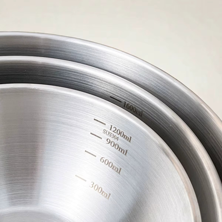 WORTHBUY Salatschüsseln aus Edelstahl 304 in Silber mit Skala, runde Rührschüsseln für die Küche - Bild 3
