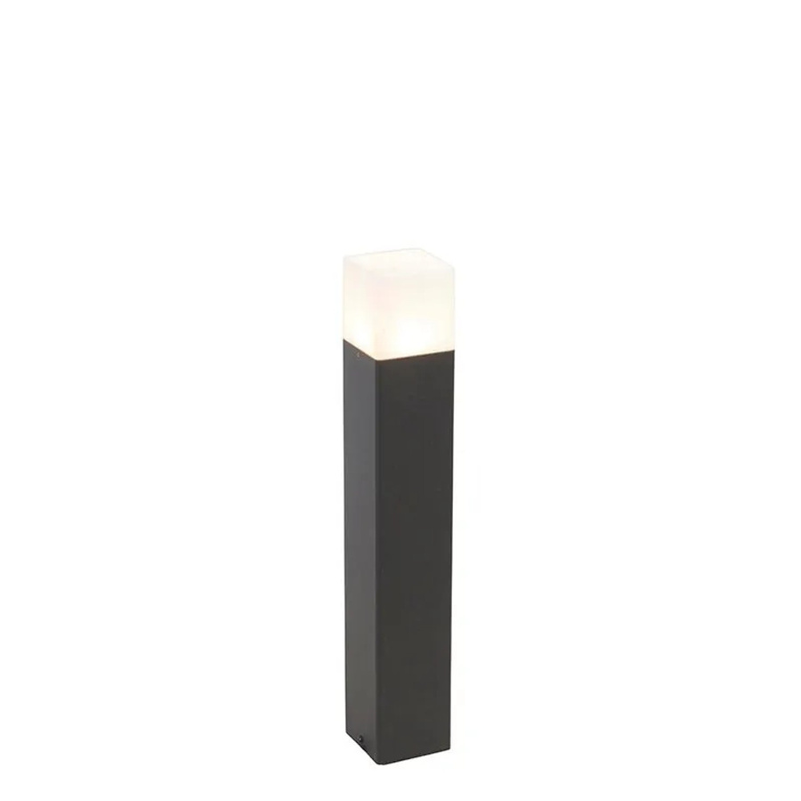 QAZQA Stehende Außenlampe Schwarz mit weißem Schirm aus Aluminium für Garten und Terrasse, IP44, dimmbar, E27, Höhe: 50 cm - Bild 2