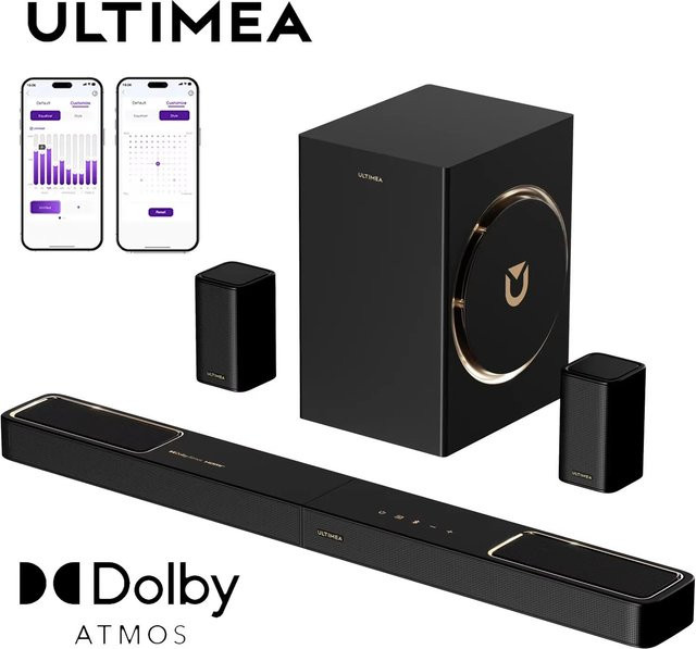 ULTIMEA Skywave F40 Soundbar 5.1.2-Kanal Surround-Sound-System mit Dolby Atmos, Subwoofer und 2 Surround-Lautsprechern in Schwarz - Bild 1