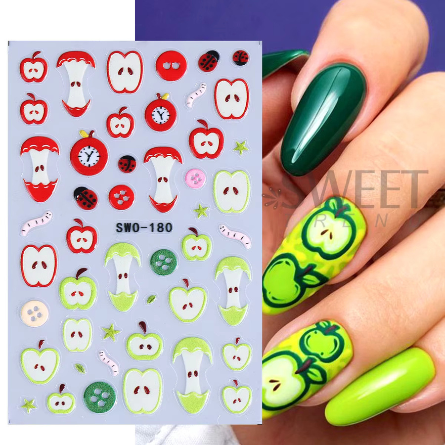 SWEET TREND Nagelaufkleber, Apfel-Motiv, Matt, 2 Stück - Bild 2