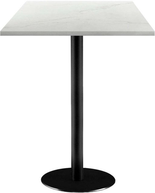 RestooTab Stehtisch Rome quadratisch in Stein-Optik, Platte weiß/beige marmoriert, Gestell schwarz, B/T/H: 60 x 60 x 113 cm - Bild 1