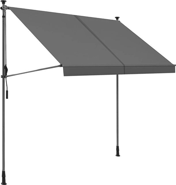 Osoltus Balkon Klemmmarkise Sonnenschutz in Hellgrau mit Handkurbel, B: 250 cm, H: 130 cm - Bild 1