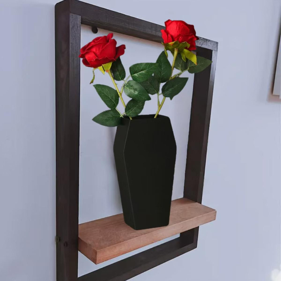 Yiran Furniture Sarg-Dekovase in Schwarz, minimalistische 3D-gedruckte Kunstdekoration für Trockenblumen und Halloween-Deko - Bild 3