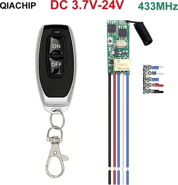 QIACHIP 433 MHz Drahtloser Fernbedienungsschalter mit Trockenkontakt, 1 CH RF-Relaisempfänger für LED-Lichtsteuerung, DIY-Kit für DC 5 V 12 V 24 V - Bild 1