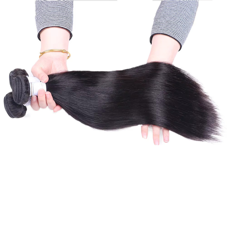 Fuduete Echthaar-Bündel, peruanisches Remy-Haar, schwarz, glatt - Bild 6