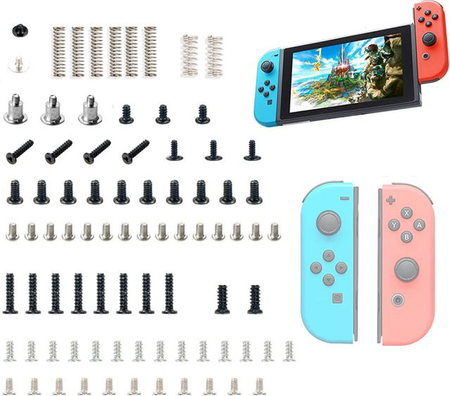 ERIKOLE Schraubensatz für Nintendo Switch Konsole mit Federn und Werkzeug für Joy-Con Reparatur, Multicolor - Bild 1