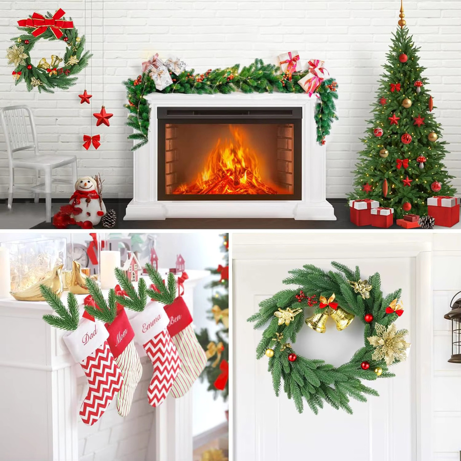 XIAOYINMO Künstliche Stechpalme mit roten Früchten in Rot und Grün für Weihnachtskranz, Garten, Hochzeit und Party, 50 Stück - Bild 2
