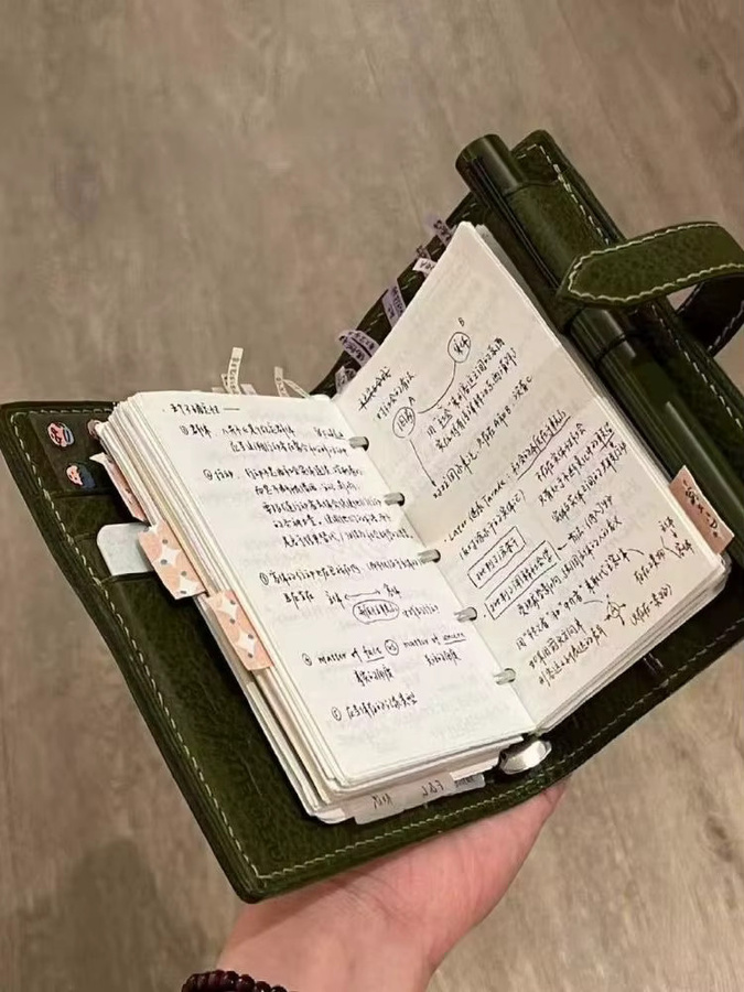 M5 Notizbuch aus grünem Leder mit leeren Seiten und verdickten Loseblättern in Mini-Taschenbuchformat - Bild 5