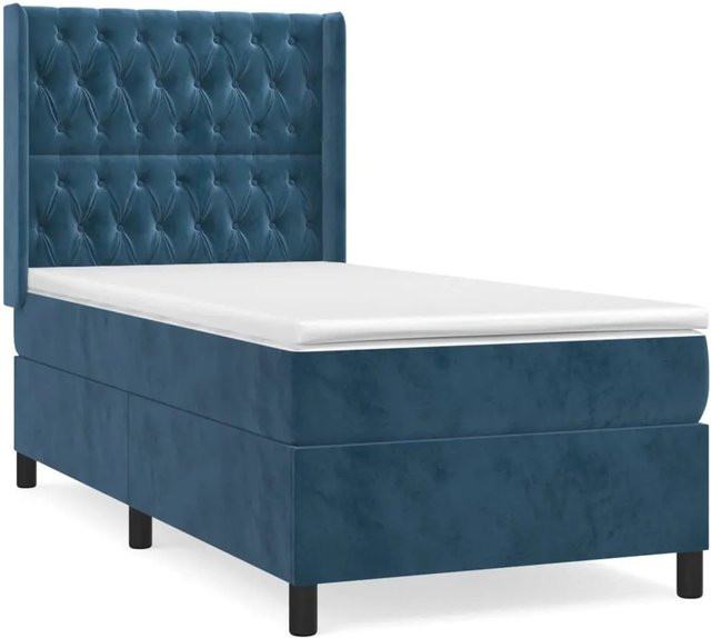 vidaXL Boxspringbett mit Matratze Dunkelblau Samt B/T/H: 90 x 190 x 128 cm - Bild 1