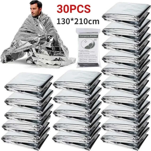 KKJoy Notfall-Folien-Thermodecke Silber, Wasserdicht und Winddicht für Outdoor, Camping und Erste Hilfe - Bild 1