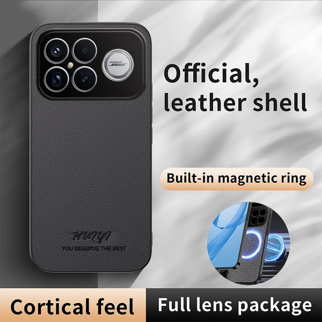 Xiaomi Silikon Schutzhülle mit matter Litschi-Ledertextur für Poco F8 F7 F6 F5 Pro F7 Ultra F8 Ultra in Schwarz und Grau - Bild 1