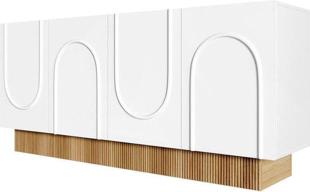 okwish Sideboard modern mit 4 Türen in Weiß, B/H/T: 160 x 75 x 38 cm - Bild 1