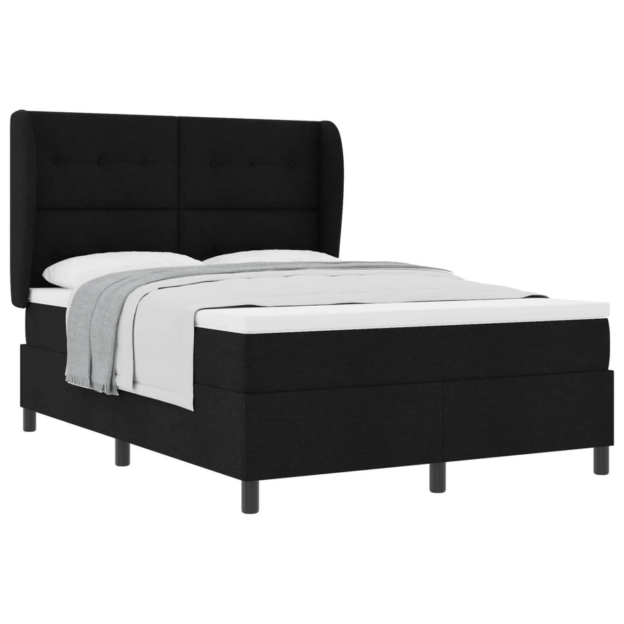 vidaXL Boxspringbett mit Matratze in Schwarz aus Stoff, B/T: 140 x 200 cm - Bild 2