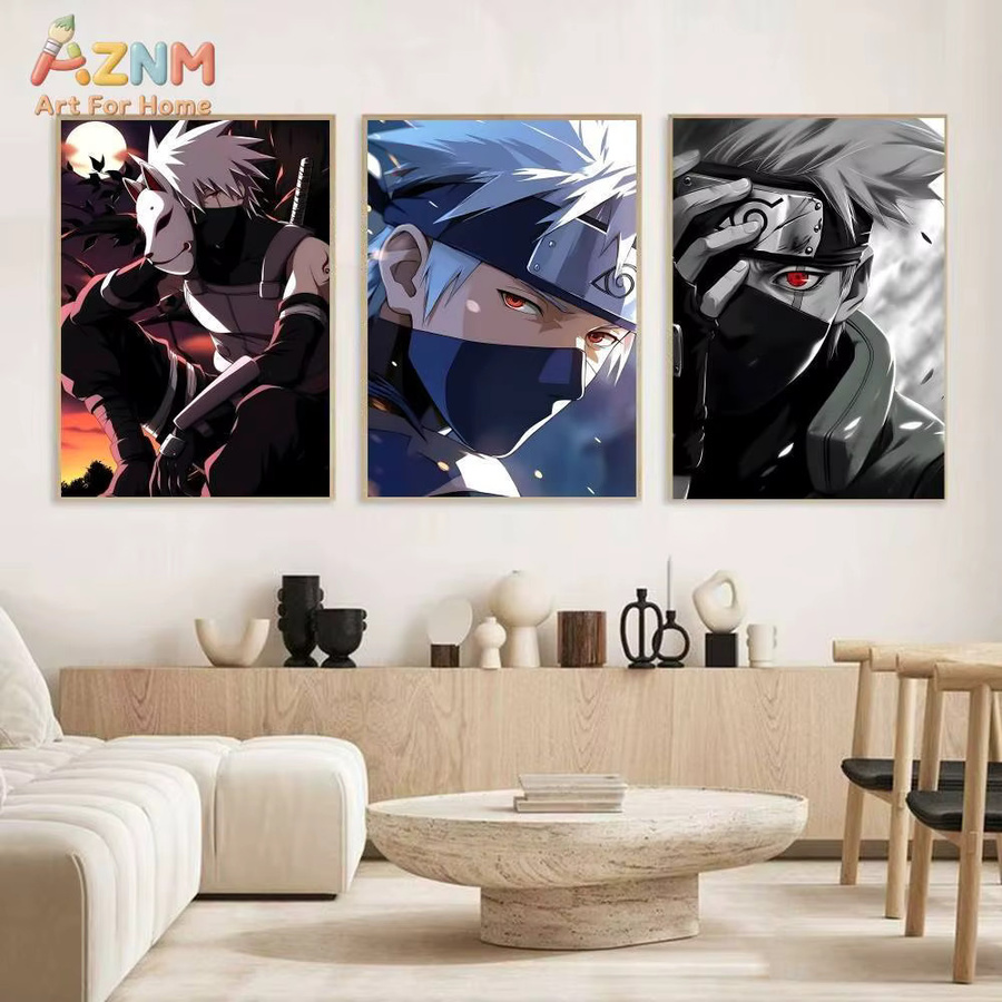 Kayou Naruto Hatake Kakashi Sharingan und Chidori Anime-Leinwandgemälde, Wandkunst Poster in Mehrfarbig - Bild 3