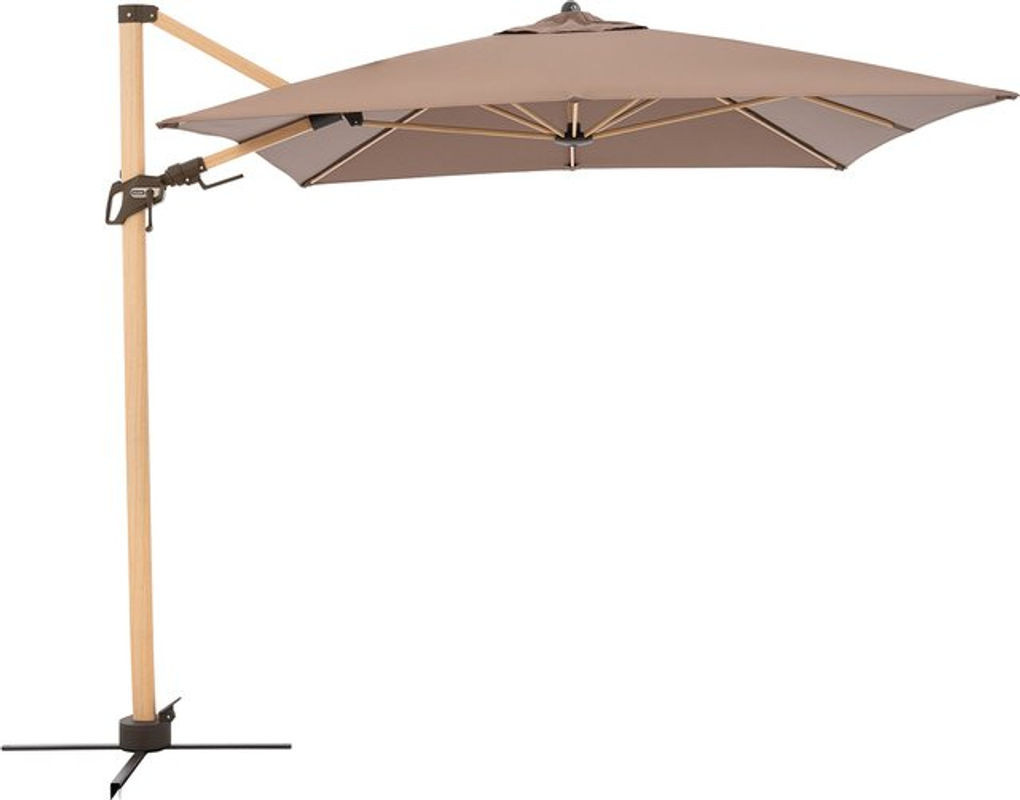 Doppler Ampelschirm Alu Wood AX Ultra in Greige inklusive Standkreuz, B: 300 cm, H: 220 cm - Bild 1